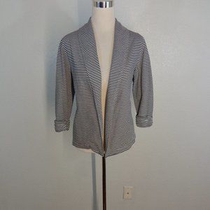 Talbots Striped Open Front drape petite medium Cardigan blazer jacket